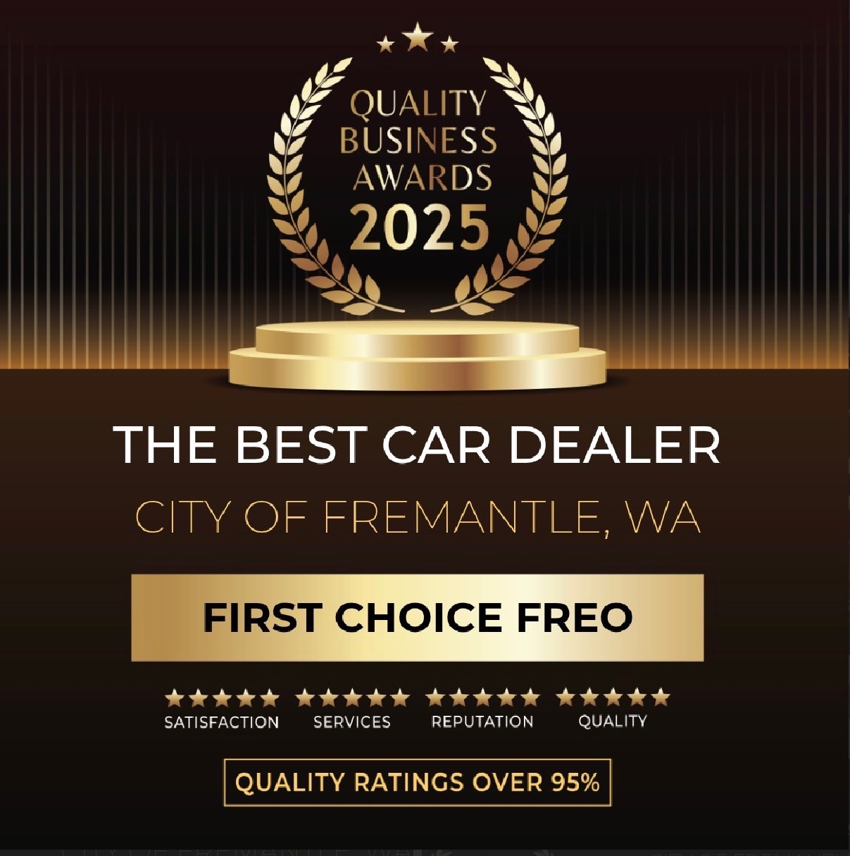 Quality Business Awards 2025 - Best Car Dealer City of Fremantle WA - First Choice Freo