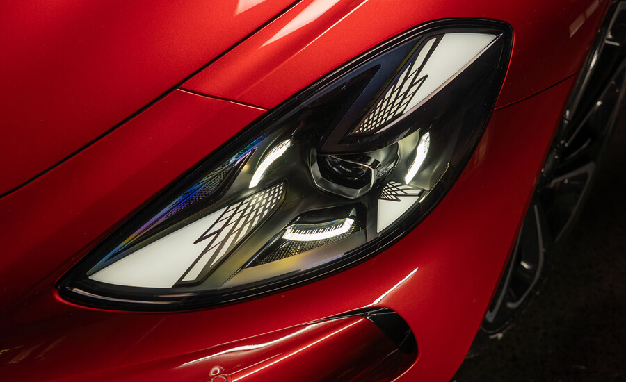 Close up view of MG Cyberster Full LED headlights