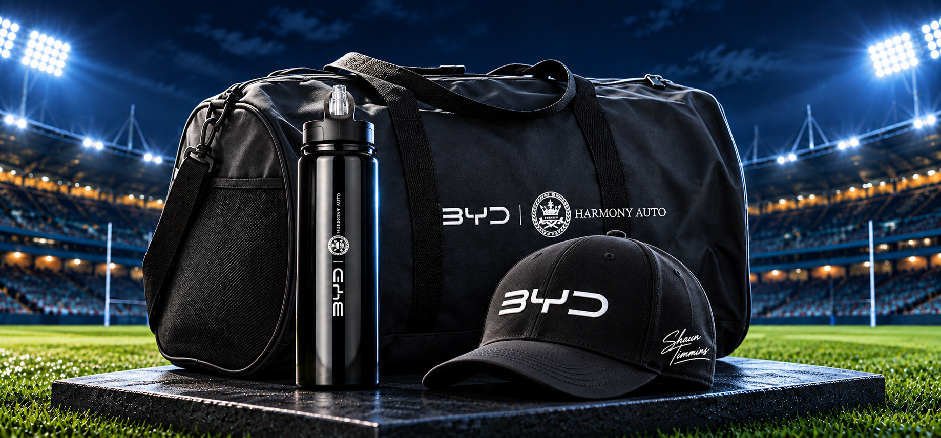 BYD Harmony Sports Pack with sports bag, water bottle and cap
